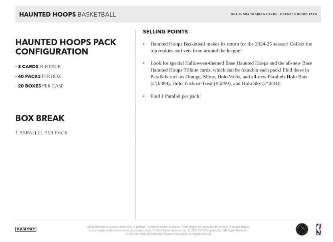 2024-25 Panini NBA Haunted Hoops Halloween Basketball Factory Sealed Bundle Box