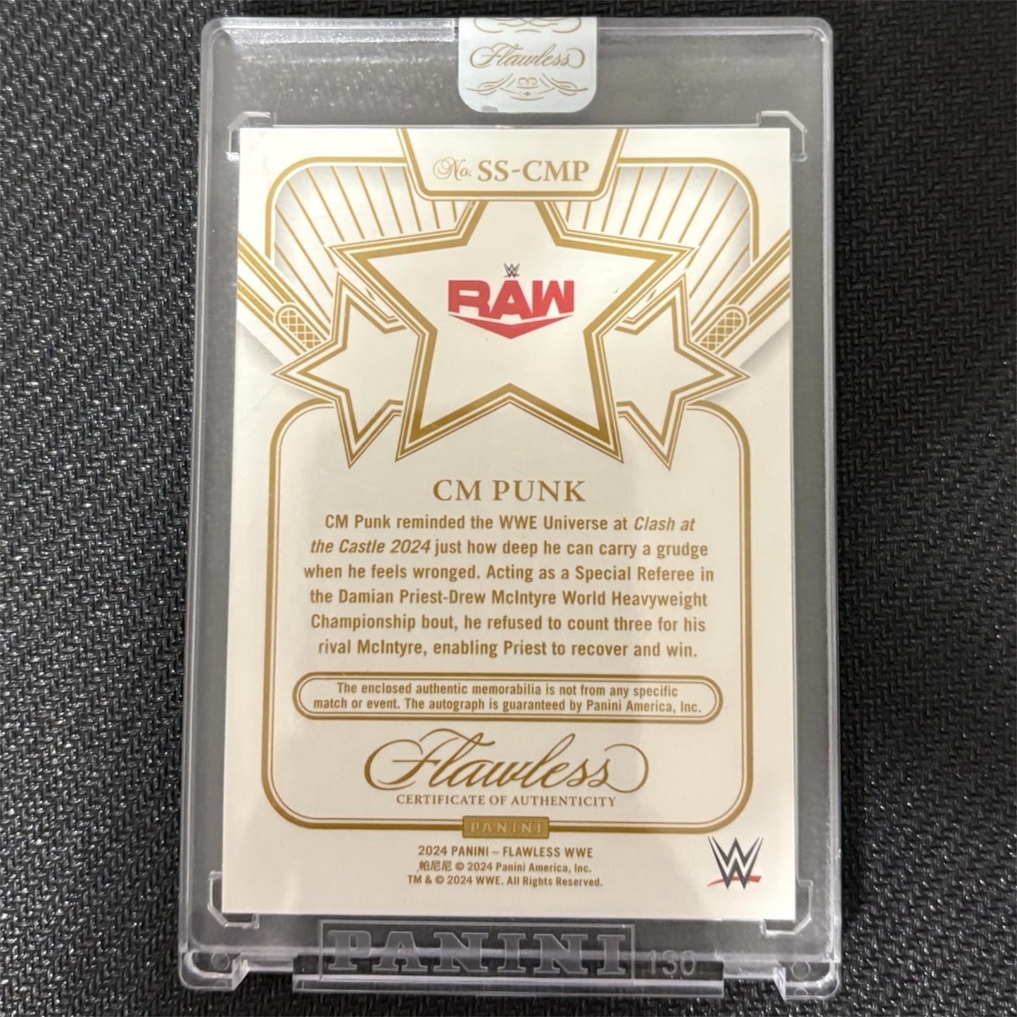 2024 PANINI FLAWLESS WWE CM PUNK 1/1 PLATINUM STAR SWATCH SIGNATURES AUTO