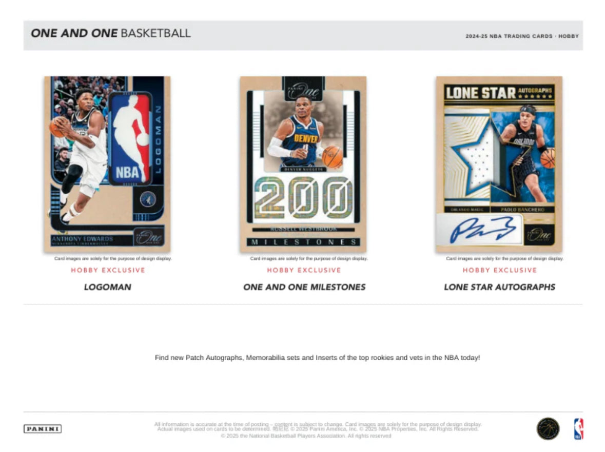 2024/25 Panini One & One Basketball Hobby Box Case (10 Hobby Box)