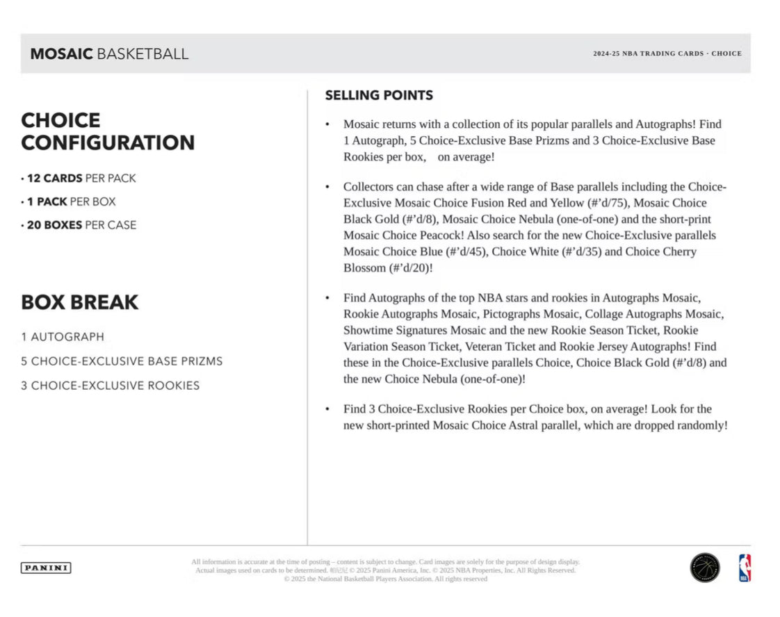 2024/25 Panini Mosaic Basketball Choice Hobby Box