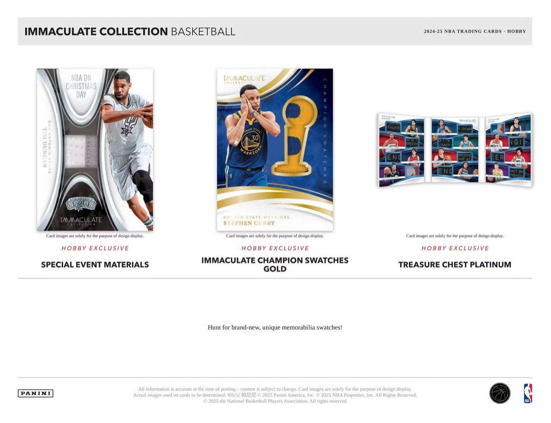 2024/25 Panini Immaculate Basketball Hobby Box Case (5 Hobby Box)