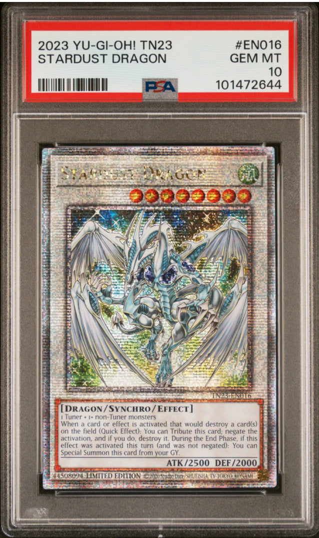 2023 YU-GI-OH! TN23-25TH ANNIVERSARY TIN: DUELING HEROES EN016 STARDUST DRAGON PSA 10