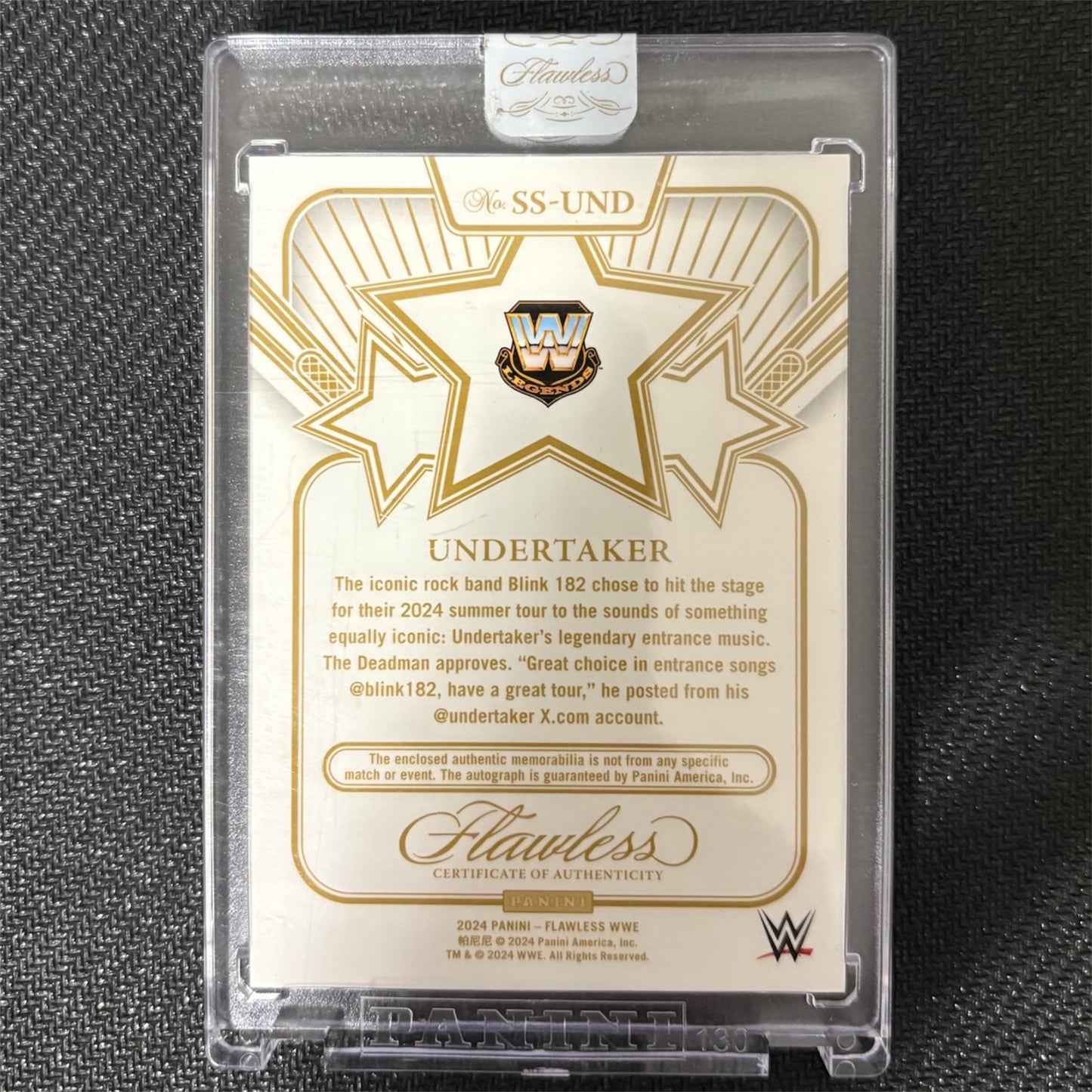 2024 PANINI FLAWLESS WWE UNDERTAKER 1/1 PLATINUM STAR SWATCH SIGNATURES AUTO