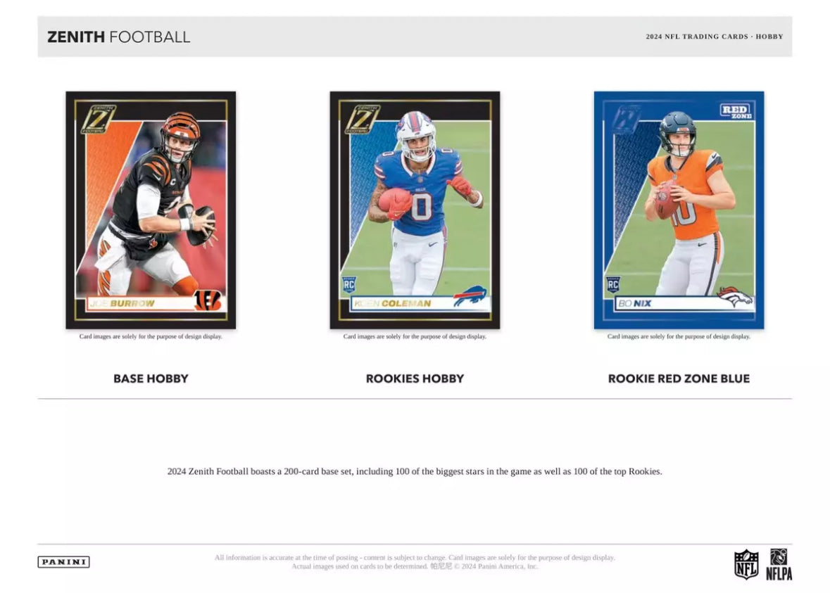2024 Panini Zenith Football Hobby Box Presale 3/21/25