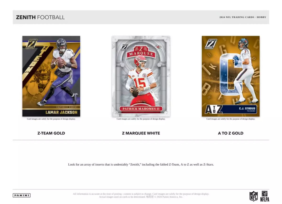 2024 Panini Zenith Football Hobby Box Presale 3/21/25