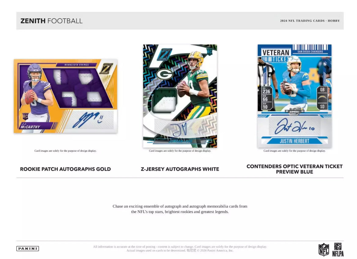 2024 Panini Zenith Football Hobby Box Presale 3/21/25