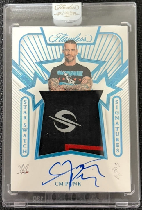 2024 PANINI FLAWLESS WWE CM PUNK 1/1 PLATINUM STAR SWATCH SIGNATURES AUTO