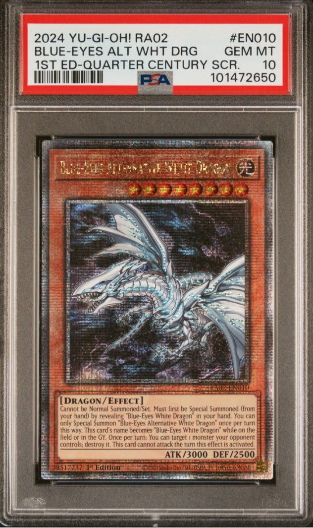 2024 YU-GI-OH! RA02-25TH ANNIVERSARY RARITY COLLECTION II EN010 BLUE-EYES ALTERNATIVE WHITE DRAGON 1ST EDITION-QUARTER CENTURY SECRET RARE PSA 10