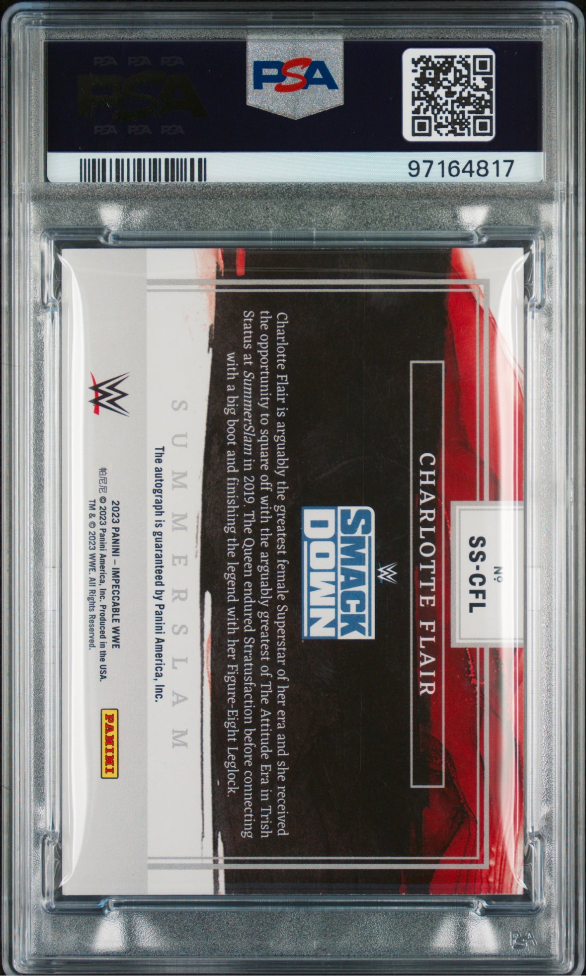 2023 Panini Impeccable WWE Charlotte Flair 2019 Summerslam Signatures 12/19 PSA 9 AUTO 10