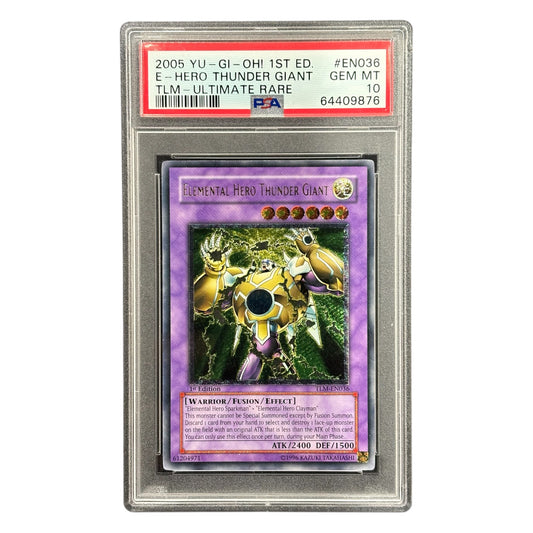 YUGIOH 1ST TLM-EN036 ELEMENTAL HERO THUNDER GIANT ULTIMATE PSA 10 GEM MINT