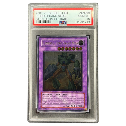 2007 Yu-Gi-Oh! 1st Ed STON Ultimate Rare #EN035 E-Hero Grand Neos PSA 10