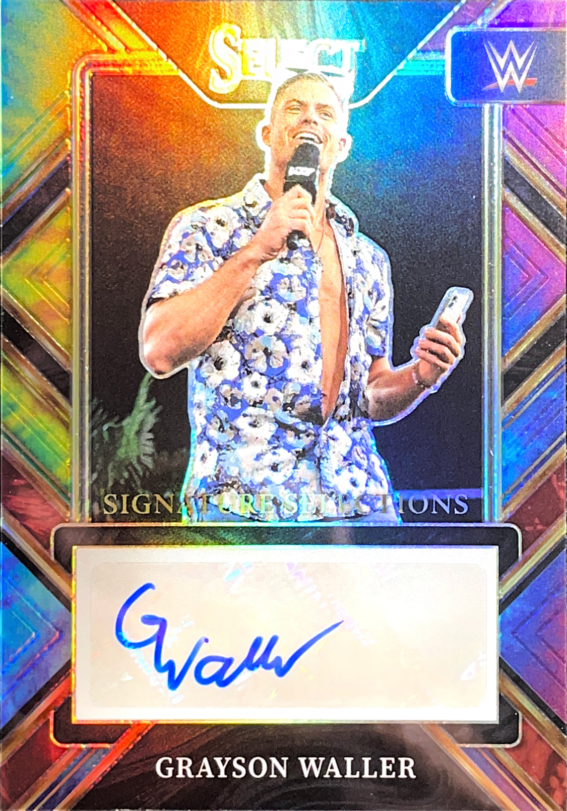 2023 Panini Select WWE GRAYSON WALLER AUTO Tie Dye Prizm 04/25