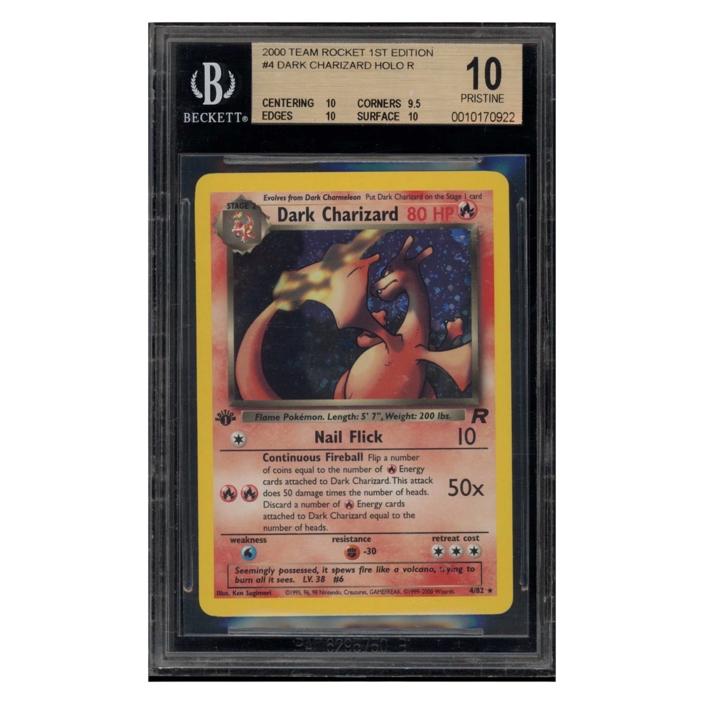 Pokemon Dark Charizard Team Rocket 1st Edition Holo Rare #4 BGS 10 Pristine POP 2