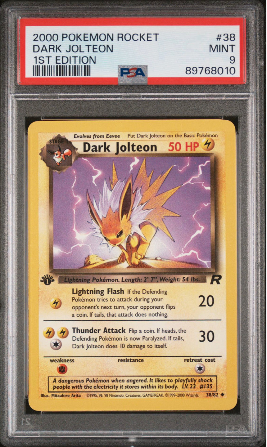 2000 POKEMON ROCKET 38 DARK JOLTEON 1ST EDITION PSA 9