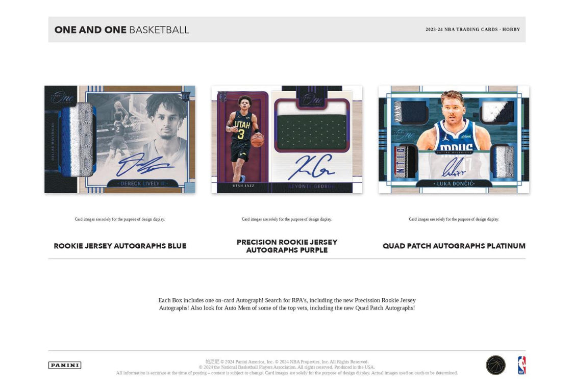 2023/24 PANINI ONE AND ONE BASKETBALL CASE (10 HOBBY BOX) Preorder 11/15/24