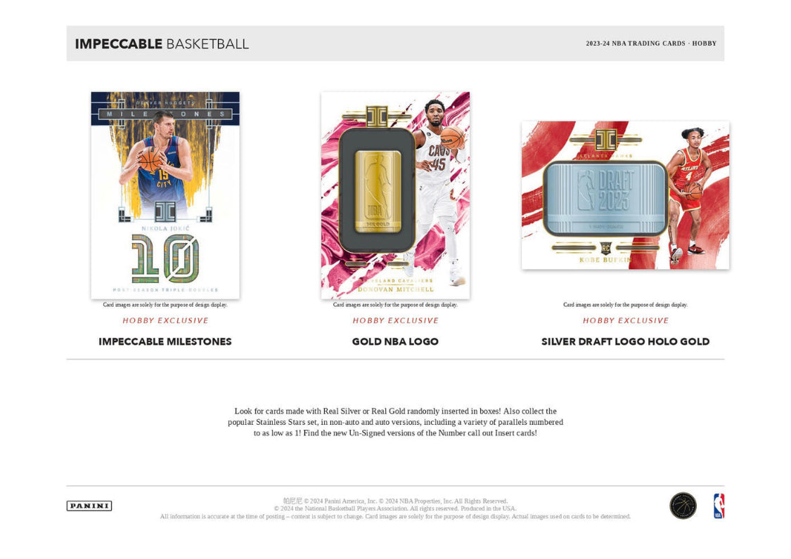 2023/24 PANINI IMPECCABLE BASKETBALL HOBBY 3 BOX CASE