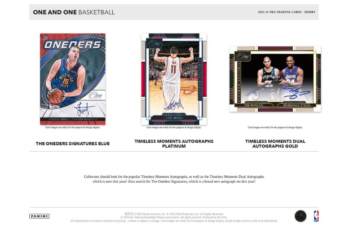 2023/24 PANINI ONE AND ONE BASKETBALL CASE (10 HOBBY BOX) Preorder 11/15/24