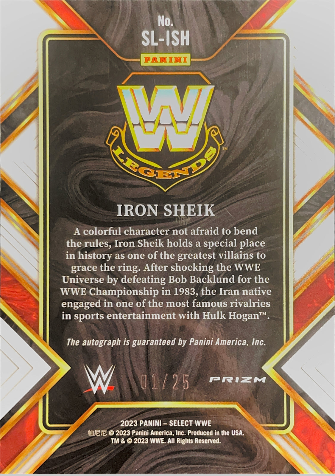 Iron Sheik 2023 Select WWE Signature Selections  Auto 01/25 Tie Dye