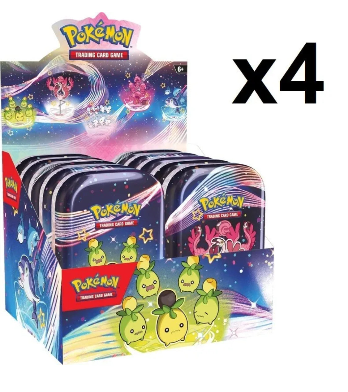 SEALED CASE 4x Mini Tin Display Paldean Fates SV04.5 Pokemon