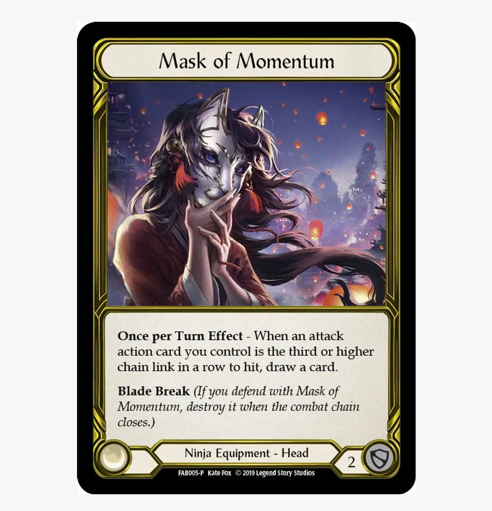 Mask of Momentum Gold Cold Foil Trophy Card Light Play