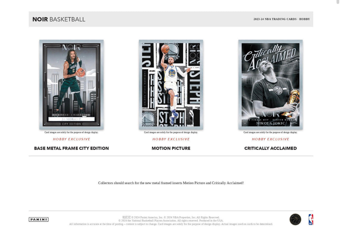 2023/24 Panini Noir Basketball Hobby Box