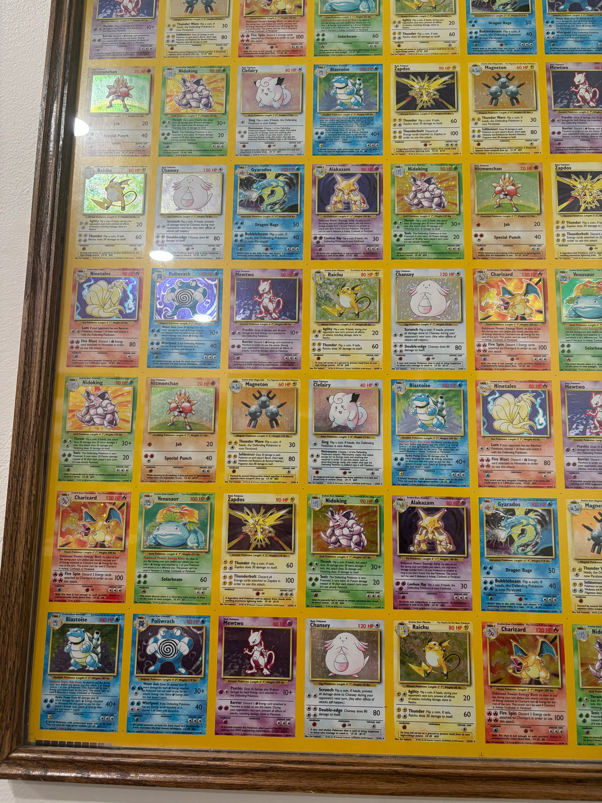 1999 HOLO RARE Base Set UNCUT SHEET of Pokemon Cards (110 Cards) - 7 Charizards