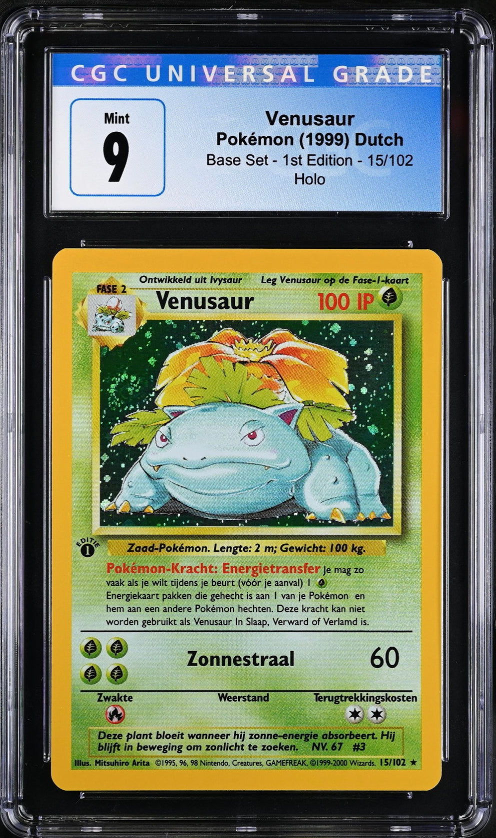 Venusaur Dutch 1st ed Holo Base Set CGC 9 Mint