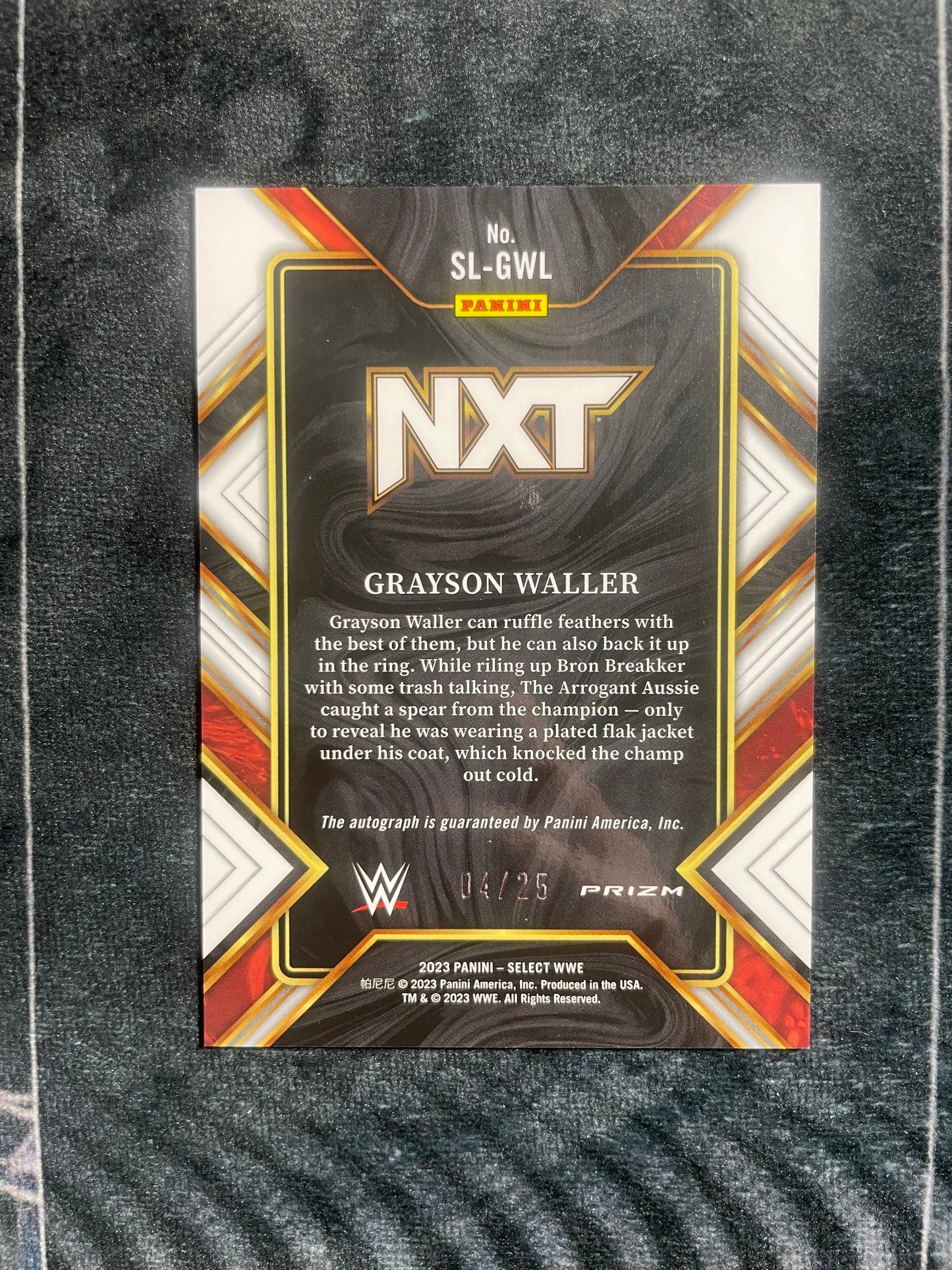 2023 Panini Select WWE GRAYSON WALLER AUTO Tie Dye Prizm 04/25