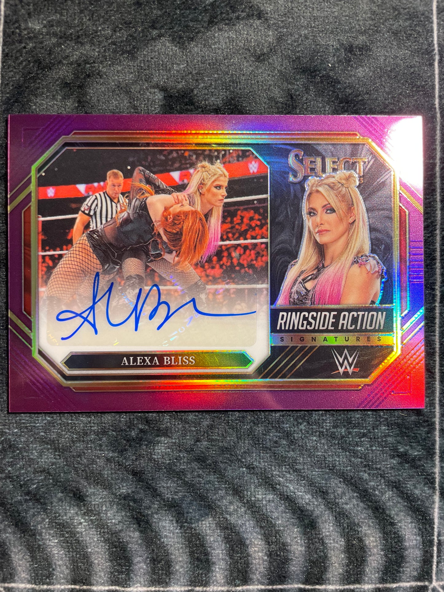 2023 Panini Select WWE Alexa Bliss Ringside Action Signatures Purple 19/35