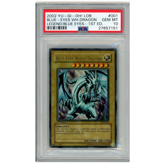 Blue Eyes White Dragon LOB-001 Ultra Rare WAVY 1st Edition Yugioh PSA 10