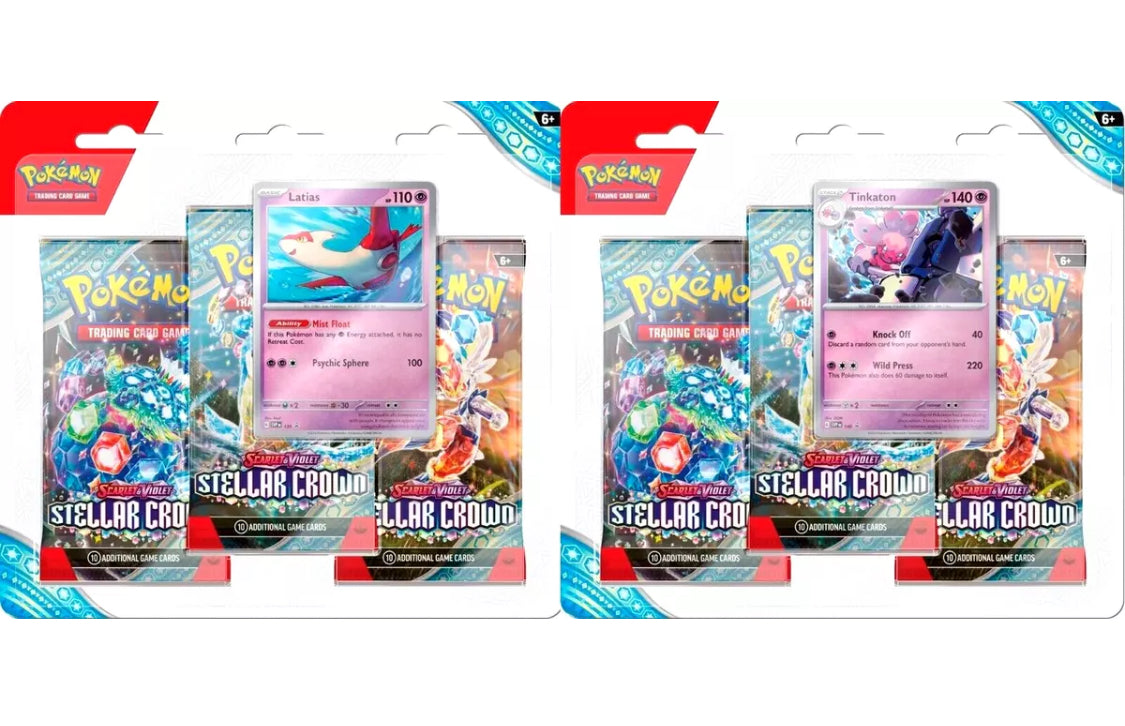 Pokemon TCG Stellar Crown 3 PACK BLISTER CASE Factory Sealed Case (24 QTY)