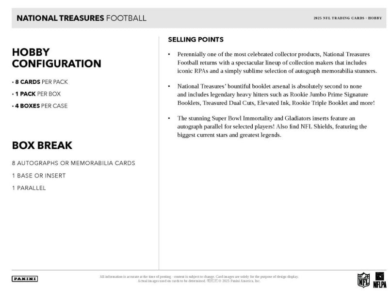 2025 Panini National Treasures Football Case (4 Hobby Box)