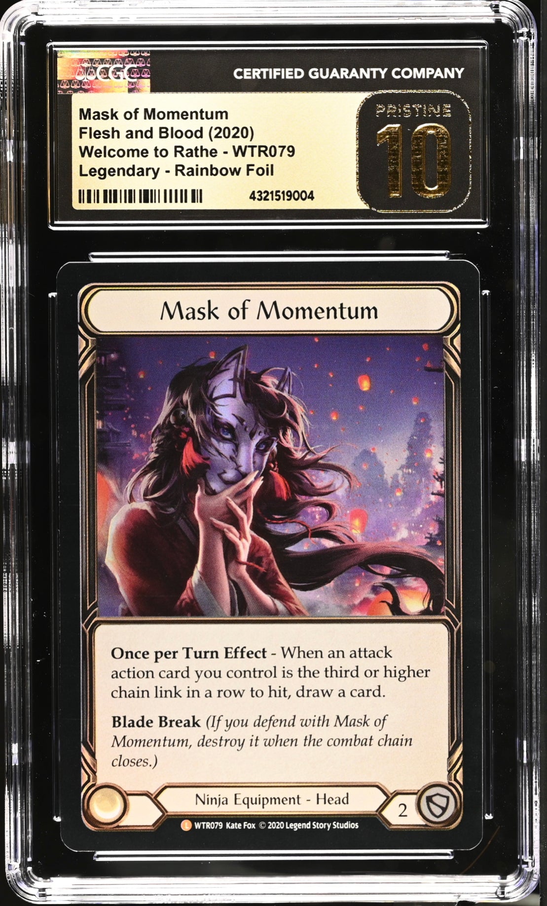 Flesh-and-Blood WTR Mask of Momentum Rainbow Foil CGC 10 Pristine