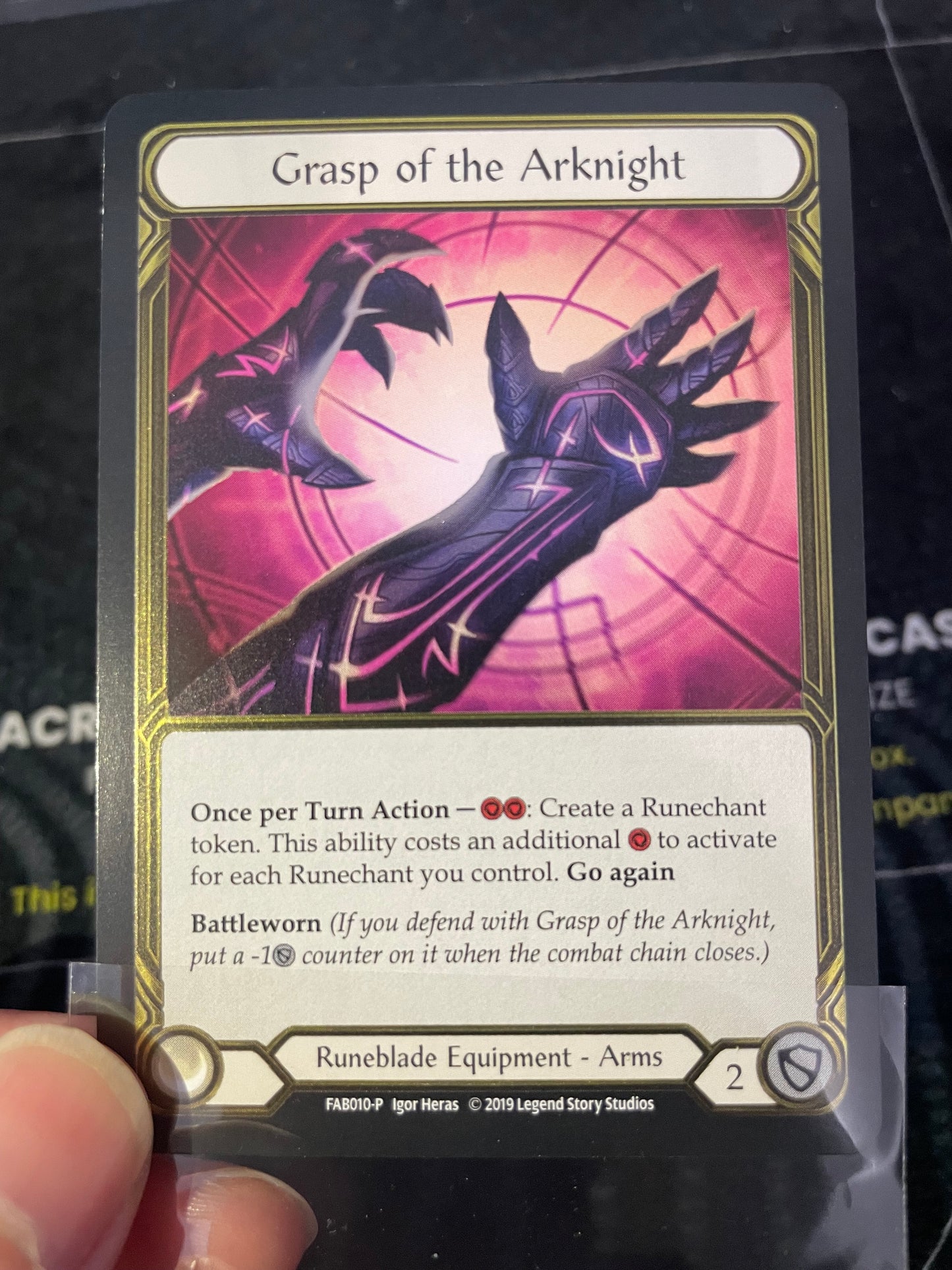 Grasp Of The Arknight Flesh and Blood TROPHY CARD GOLD FOIL (LIGHT PLAY)