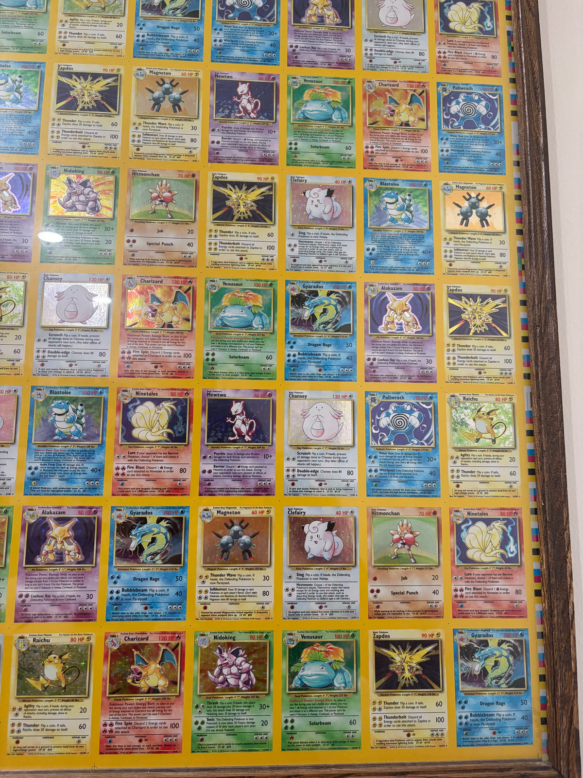 1999 HOLO RARE Base Set UNCUT SHEET of Pokemon Cards (110 Cards) - 7 Charizards