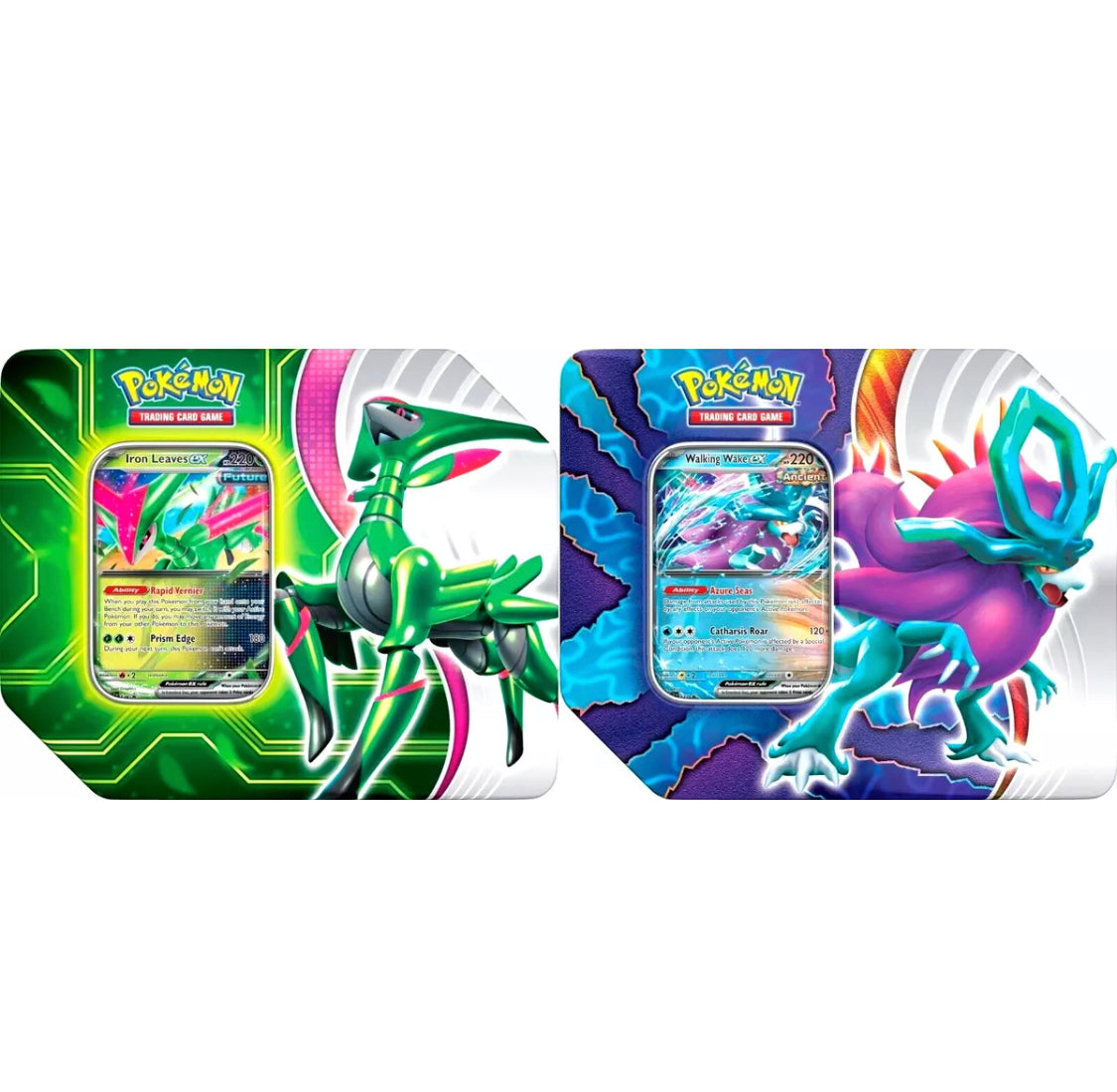 2 Pokemon TCG Paradox Clash ex Tins Walking Wake Iron Leaves Sealed