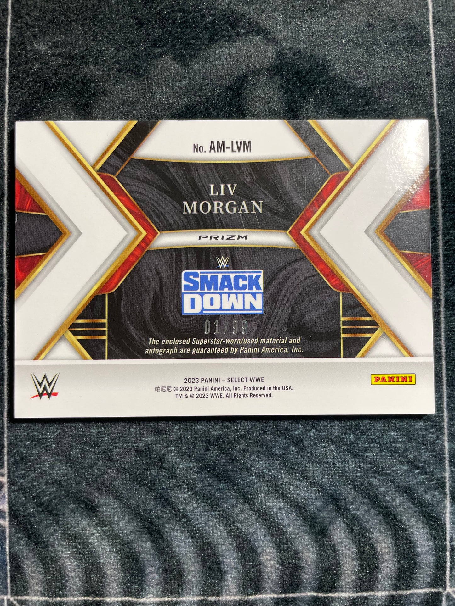 2023 Panini SELECT Silver Relic Liv Morgan #AM-LVM Auto 1/99 WWE