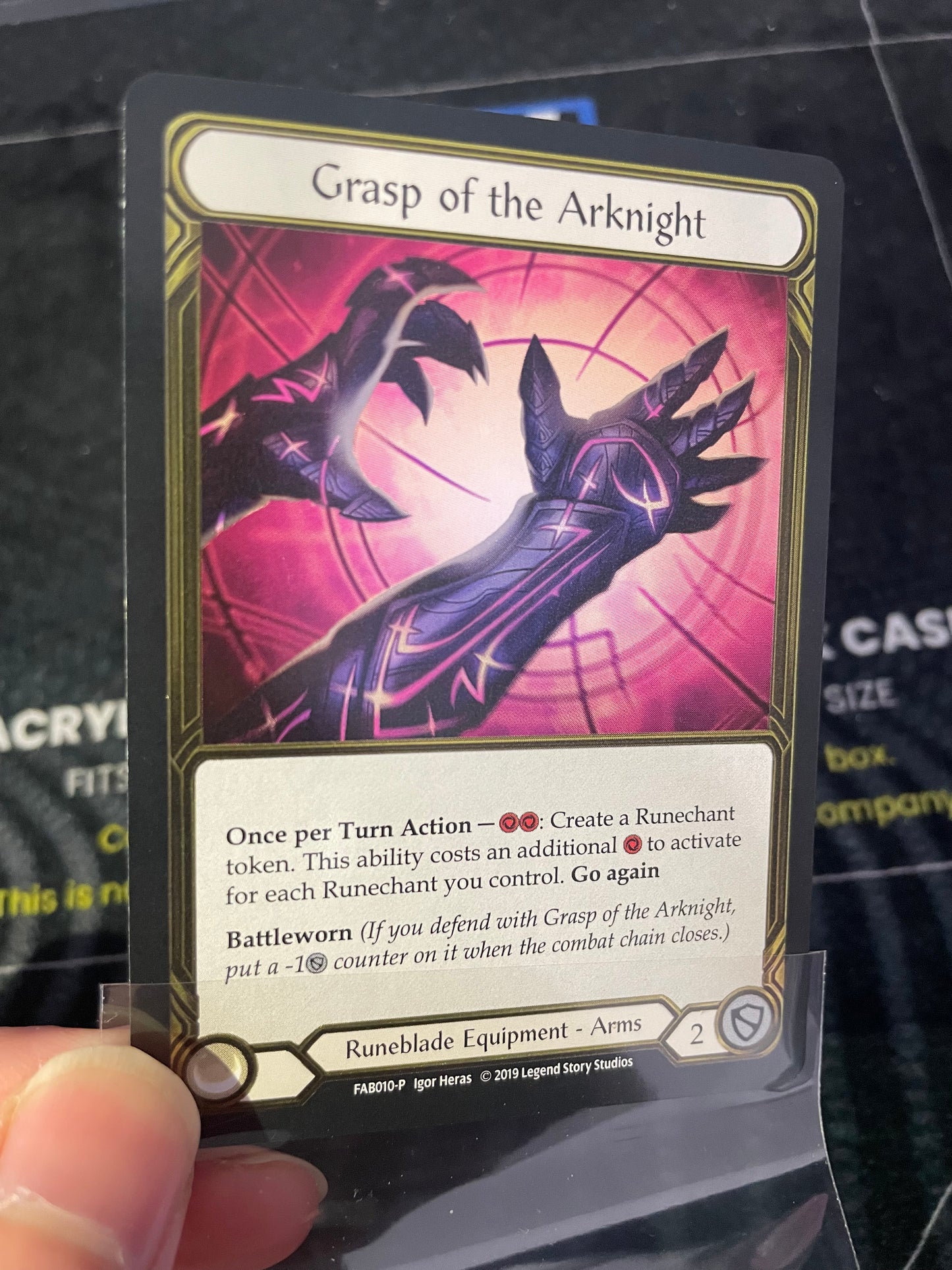 Grasp Of The Arknight Flesh and Blood TROPHY CARD GOLD FOIL (LIGHT PLAY)