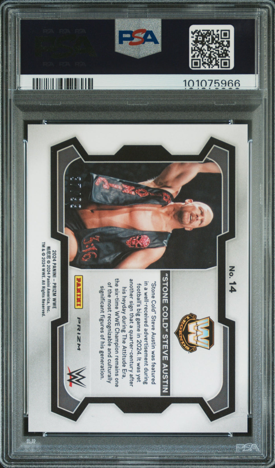 Stone Cold Steve Austin 2024 Panini Prizm WWE Red Under Card /99 #14 PSA 10