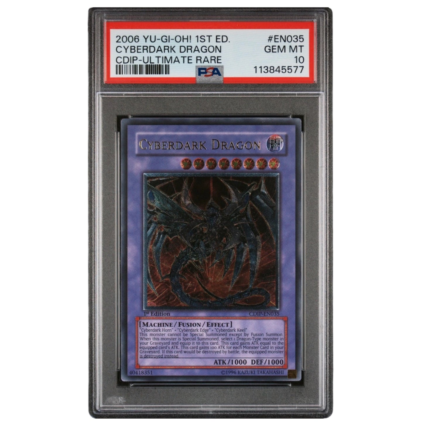 YUGIOH PSA 10 EURO Cyberdark Dragon CDIP-EN035 Ultimate Rare 1st Edition *5577