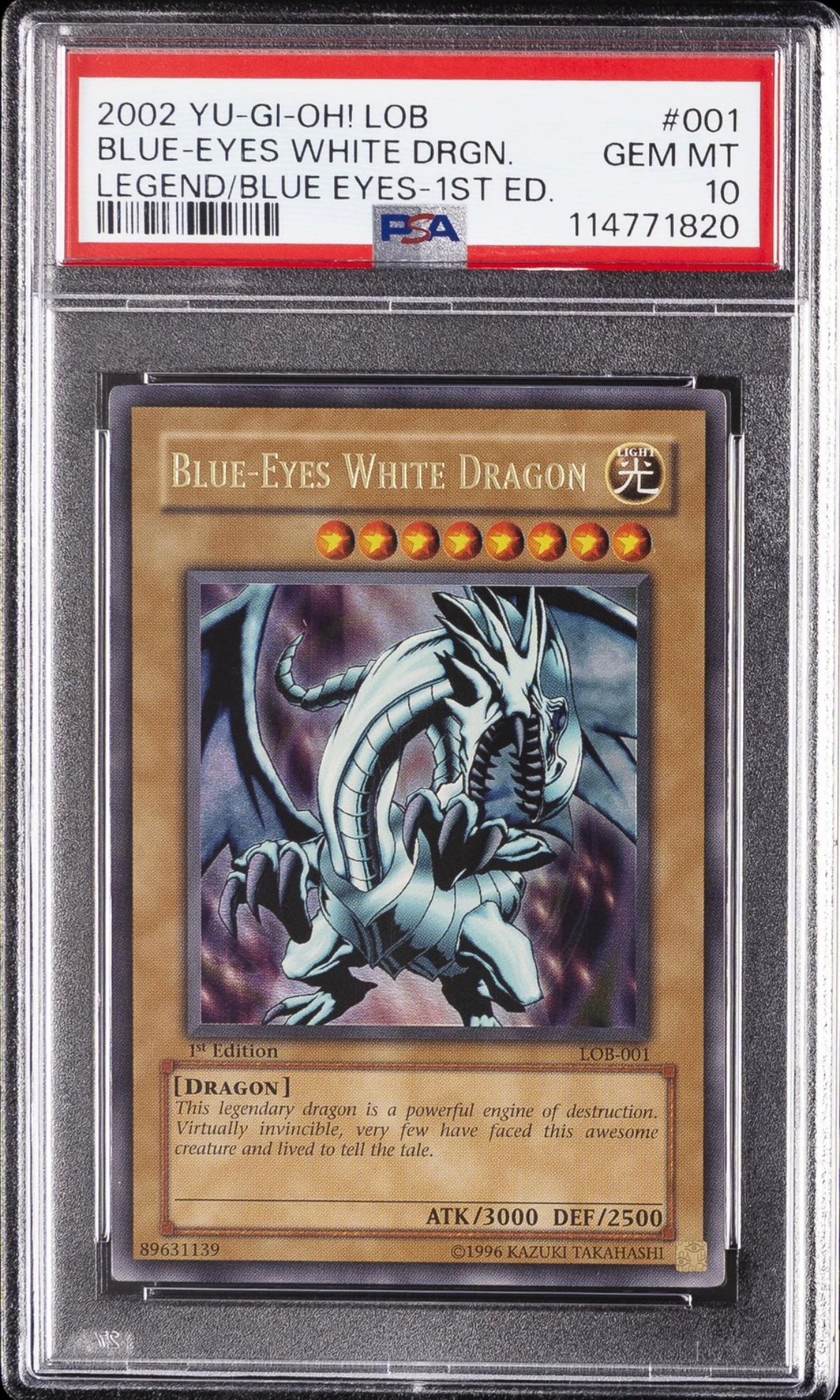 2002 1ST ED #001 BLUE-EYES WHITE DRAGON PSA 10