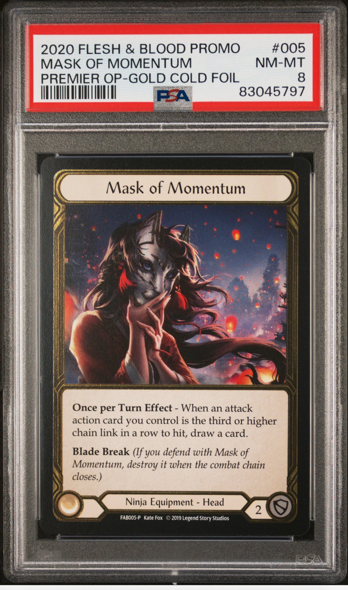 Mask of Momentum Flesh and Blood TROPHY CARD GOLD FOIL PSA 8