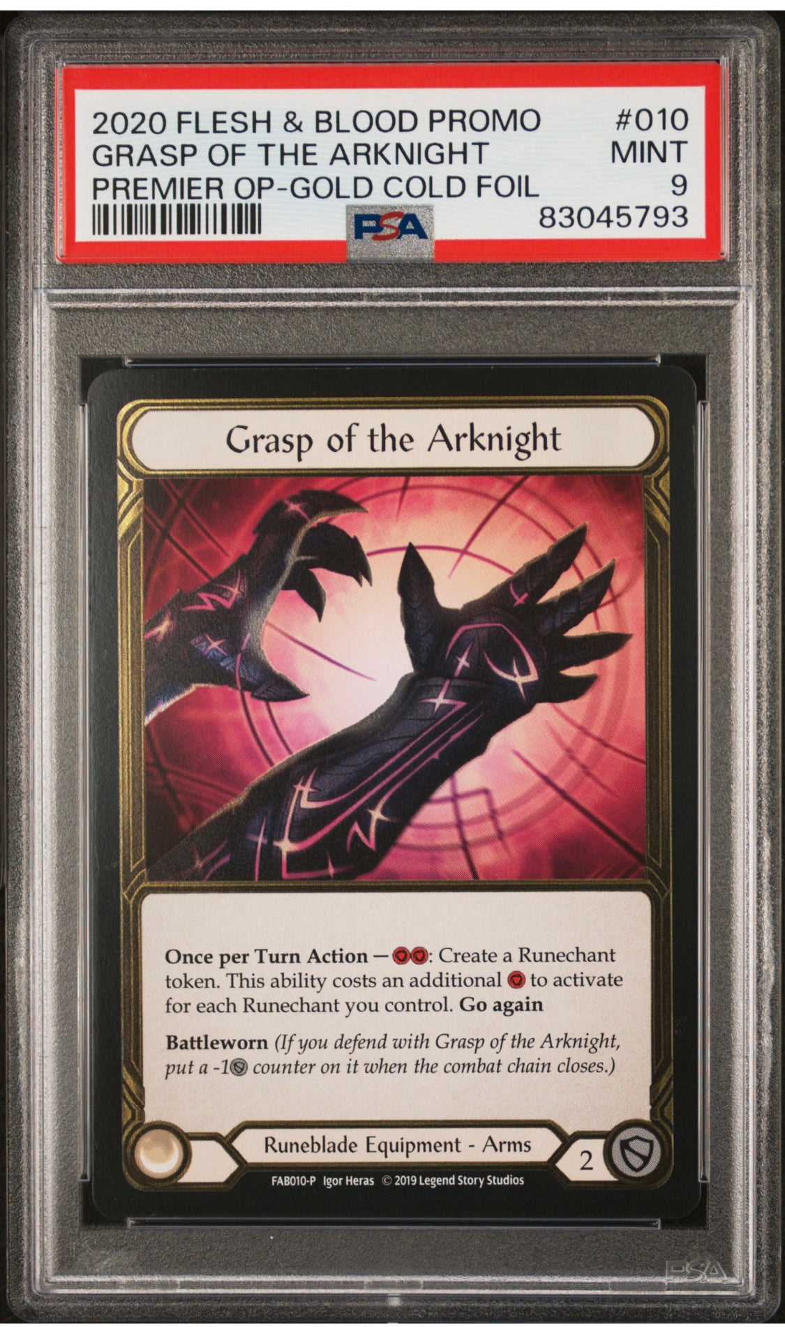 Grasp Of The Arknight Flesh and Blood TROPHY CARD GOLD FOIL PSA 9