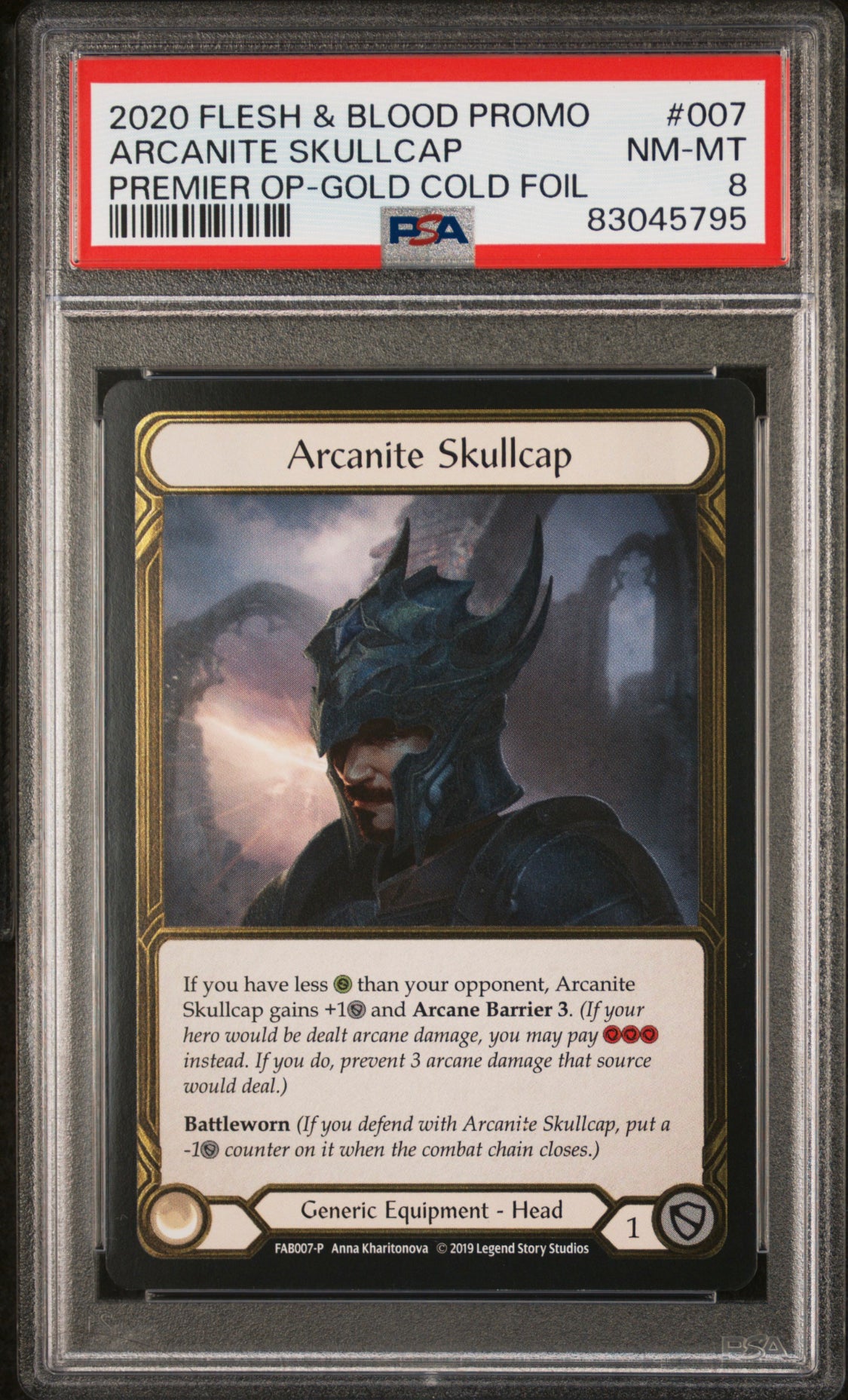 Arcanite Skullcap Flesh and Blood TROPHY CARD GOLD FOIL PSA 8