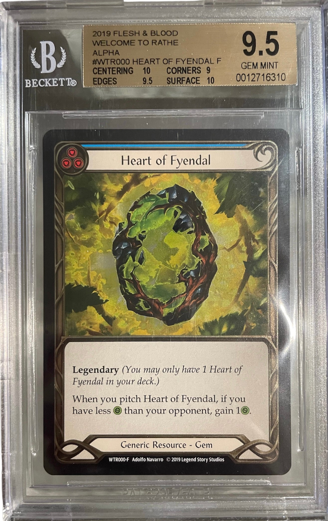 Flesh and Blood Welcome to Rathe 2019 Heart of Fyendal (Cold Foil) BGS 9.5 ++